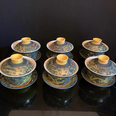Chinese Dragon Gaiwan Tea Set – 6 Complete Sets