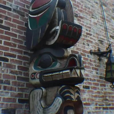 Carved Wooden Totem Pole – 13ft Tall with Stand