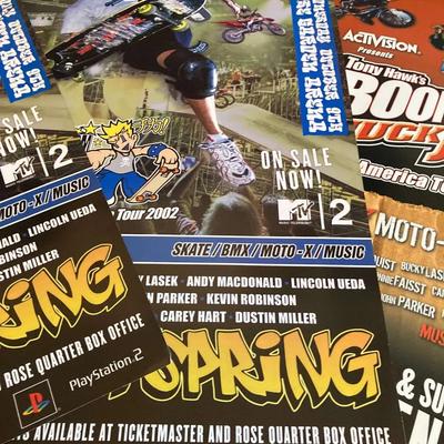 Tony Hawk’s Boom Boom HuckJam & Tony Hawk Tour Posters – Autographed (2002 & 2003, Skate/BMX/Moto-X,