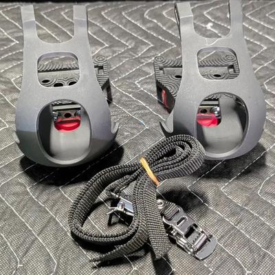 Exustar Clip-in Pedal Adapters with Toe Clips & Straps (Peloton Compatible)
