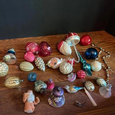 Lot of Vintage Glass Christmas Ornaments – Mixed Shapes, Colors & Designs