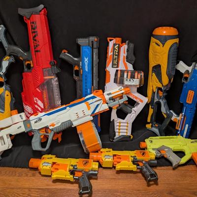 Large Mixed Lot of Nerf & X-Shot Dart & Ball Blasters – Modulus, Rival, Ultra, Vortex & More