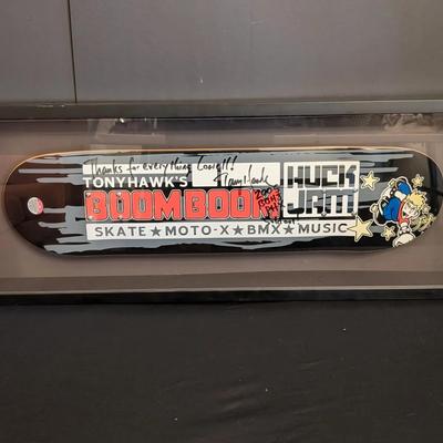 Framed Tony Hawk’s Boom Boom HuckJam Autographed Skateboard Deck