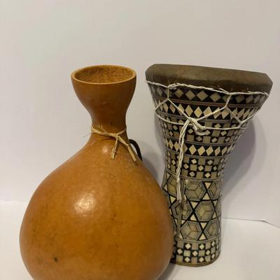 Traditional Gourd Vessel and Hand-Drum