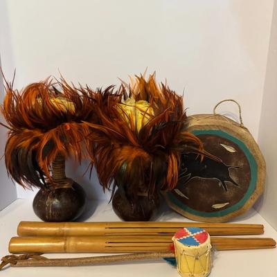 Set of Ethnic Musical Instruments and Dance Accessories