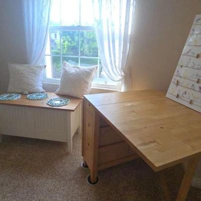 Ha139 flip top storage bench and gate leg drop leaf table