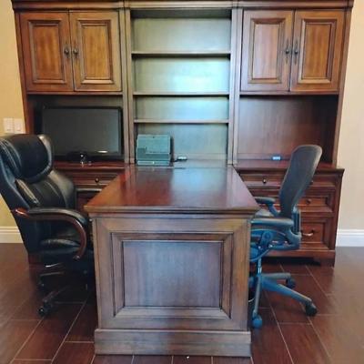 Ha173v 7 piece dark wood office desk