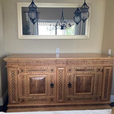 Ha132v wood buffet and mirror