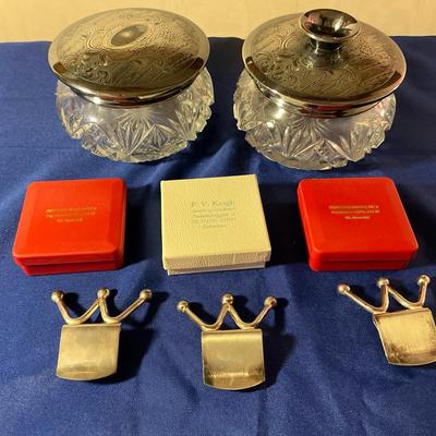 Silverplate Ladies Vanity Items And Clip On Spoon Rests 