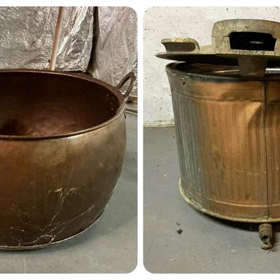 Antique Copper Washing Machine Tub & Copper Basin