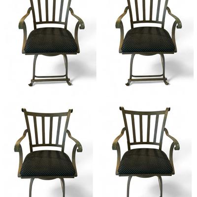 Four Metal Framed Swiveling High Chairs 