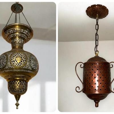 Moroccan Pierced Brass Lantern & Smaller Lantern 