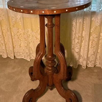Eastlake Abalone Inlaid Pedestal Table