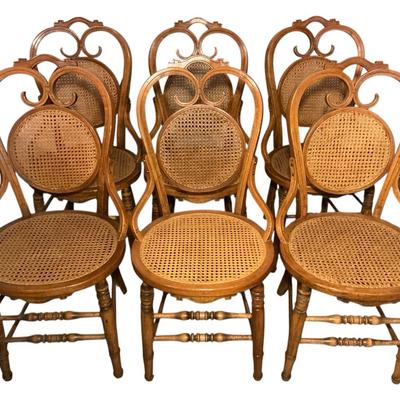 Six Cane & Wood Chairs (G1)
