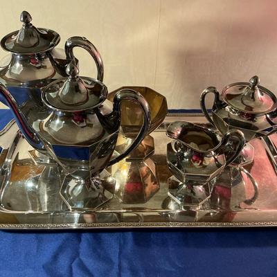 Silver Plate Tea Service With Tray