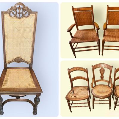 Six Cane & Wood Chairs (G3)