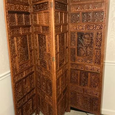 Moroccan Style Carved Room Divider Screen