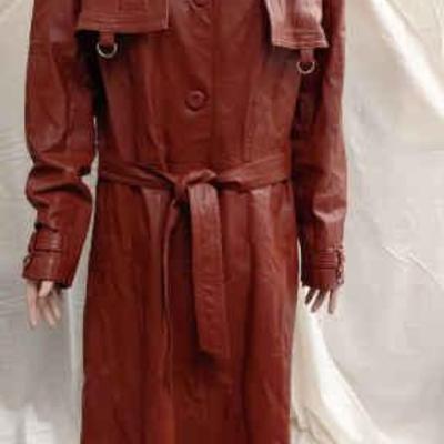 Vintage clothing genuine leather oxblood red trench