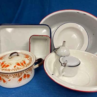Antique enamelware for display