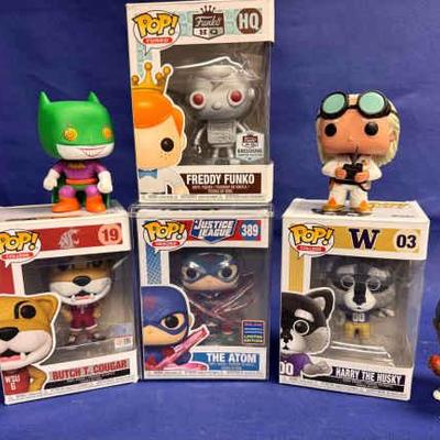 Funko pop collection of college and dc atom bobbleheads lot 6