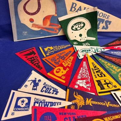 Vintage collection pennants sports lot