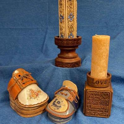 Clay cobbler handmade pottery 70s cottage decor