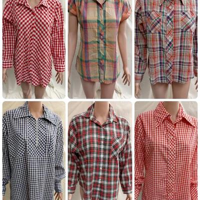 Plaid and gingham retro shirt lot
