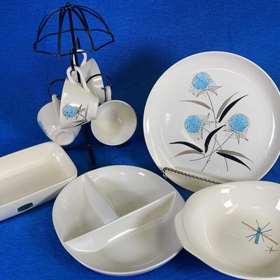 Umbrella Mug Stand + Mix Of MCM Stetson, Haeger Dishes