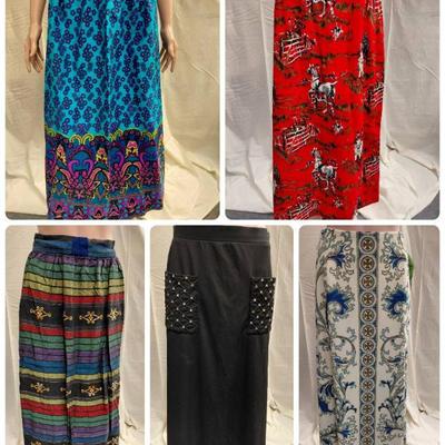 Vintage clothing bold and artsy long skirt lot