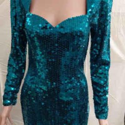 Vintage clothing teal sequin mini dress
