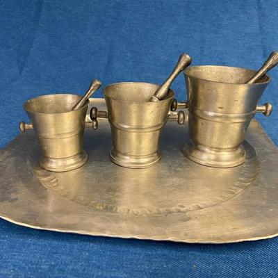 Apothecary holland tin mortar and pestle set