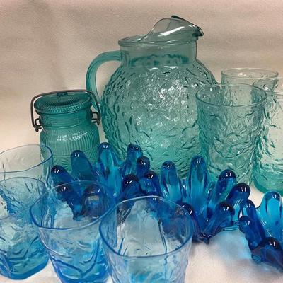 Teal mcm glassware anchor hocking lido milano