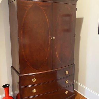 TALL DOORED AND DRAWERS INLAY ARMOIRE - HI QUALITY HEKMAN, HICKORY CHAIR, LLOYD BUXTON, LINK TAYLOR AND SO MUCH MORE QUALITY MAHOGANY...