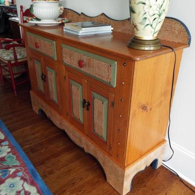 HANDMADE AND FAUX FINISHED DRY SINK BUFFET AND ALL THE MAKERS SIGNED THE BACK