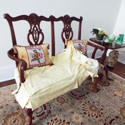 CHIPPENDALE DOUBLE BACK SETTEE WITH A SEAT SLIPCOVER - HI QUALITY HEKMAN, HICKORY CHAIR, LLOYD BUXTON, LINK TAYLOR AND SO MUCH MORE...