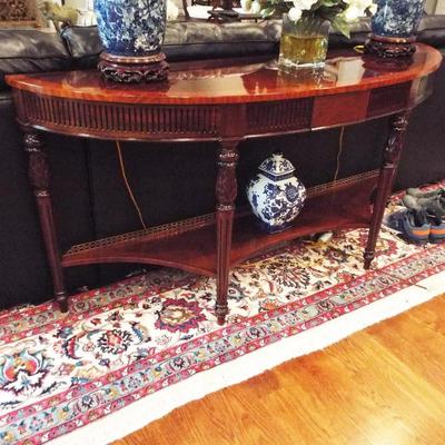 DEMI LUNE TABLE - HI QUALITY HEKMAN, HICKORY CHAIR, LLOYD BUXTON, LINK TAYLOR AND SO MUCH MORE QUALITY MAHOGANY FURNITURE