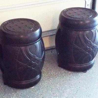 BLACK ASIAN DESIGN GARDEN STOOL (2)
