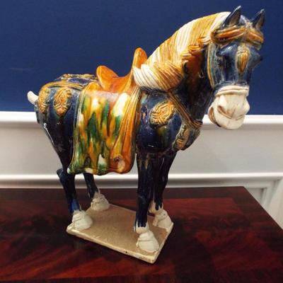 TANG CHINESE HORSE WITH SADDLE SCULPTURE
