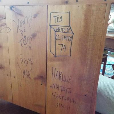 HANDMADE AND FAUX FINISHED DRY SINK BUFFET AND ALL THE MAKERS SIGNED THE BACK