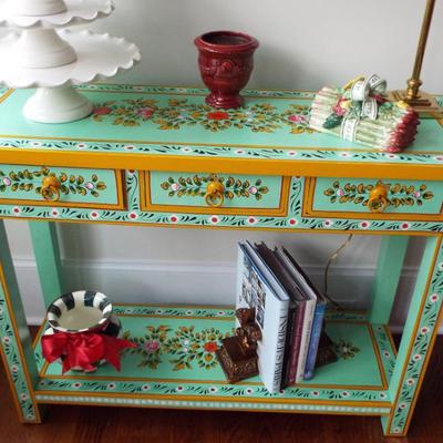 HIGH QUALITY COLORFUL HAND PAINTED NARROW WALL TABLE