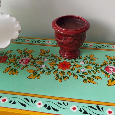 HIGH QUALITY COLORFUL HAND PAINTED NARROW WALL TABLE