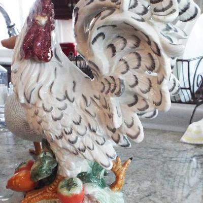 LARGE COLORFUL POTTERY ANIMALS AND FRUIT BOWLS DECORATIVE ITEMS
