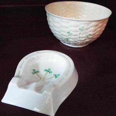 BELLEEK PIPE REST AND DISH
