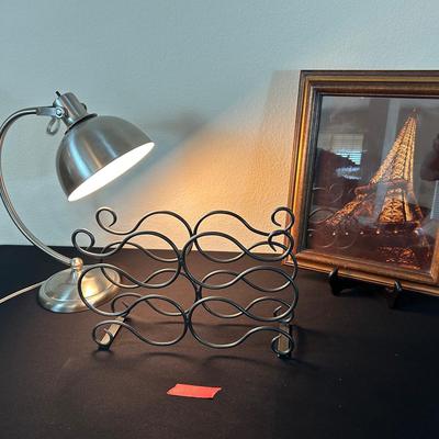 BH432 Classic Metal Office Lamp, Wine Bottle Holder & Decor