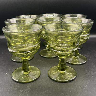 BH152 Fostoria Argus Green Sherbet Glasses