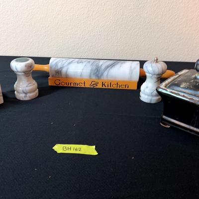 BH162 Gourmet Kitchen" marble rolling pin with S&P & More
