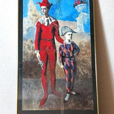 BH418 35x19 Framed Poster  Pablo Picasso's , "Acrobat and Young Harlequin" 