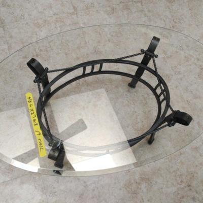 Glass and Wrought Iron Coffee Table