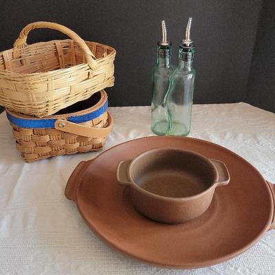 Stoneware, Cruet, and Baskets