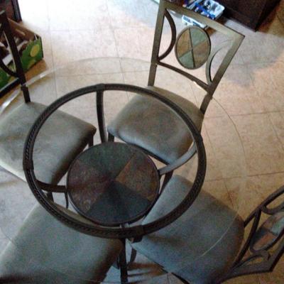 Glass Top Round Table With 4 Chairs